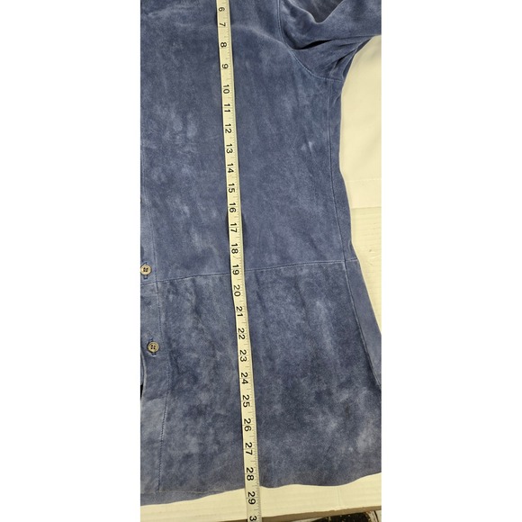 VTG Juliana Collezione Suede Button Down Shirt Women's Size 12 Blue Long Sleeve - Picture 6 of 12